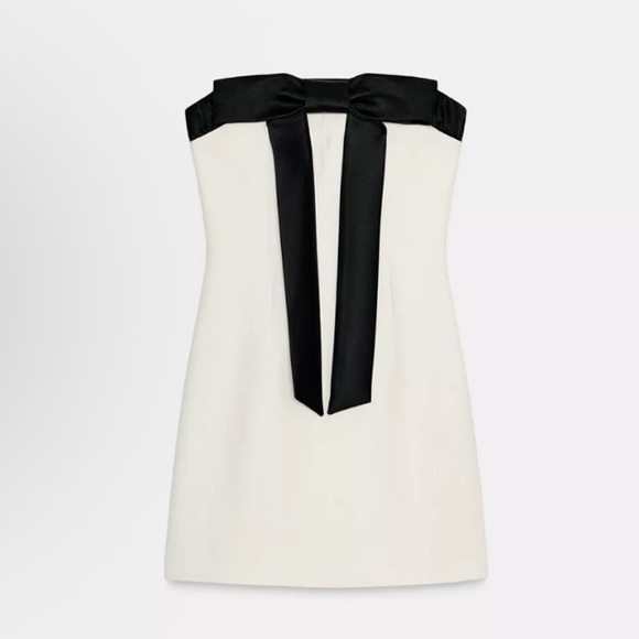 Zara Strapless Bow Dress White XL - Picture 11 of 12